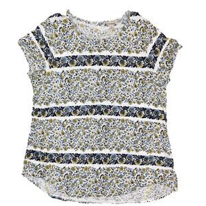 Lucky Brand Tunic Short Sleeve Boho Top Women’s Size 1X Back Buttons Bohemian